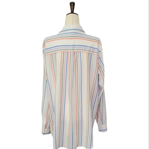 Lands' End Striped Cotton Linen Blend Long Sleeve Half Button Down Tunic Size XL - Picture 3 of 7